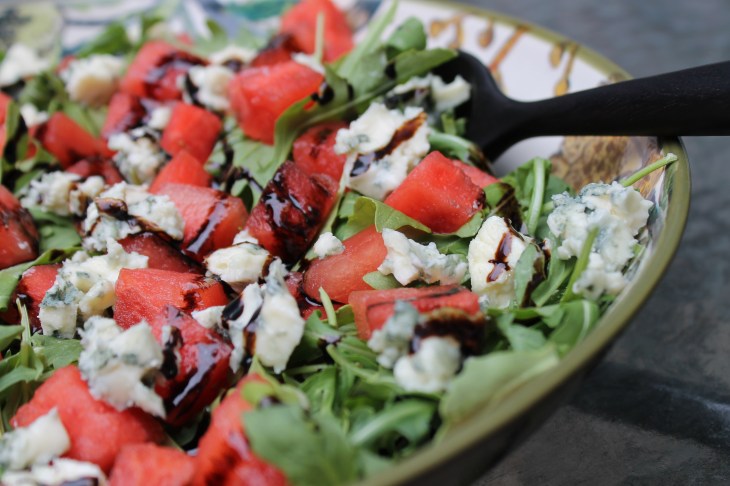 Watermelon and Arugula Salad close-up